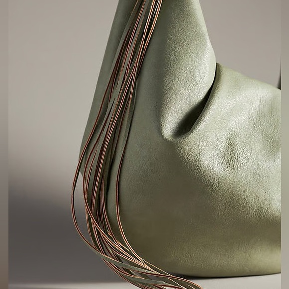 Holzweiler Cocoon Big Bag Green Fringe NWOT Anthropologie Boho - Picture 2 of 14